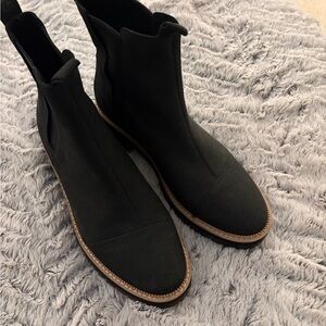 Toms Black Ankle Boots with Brown Sole